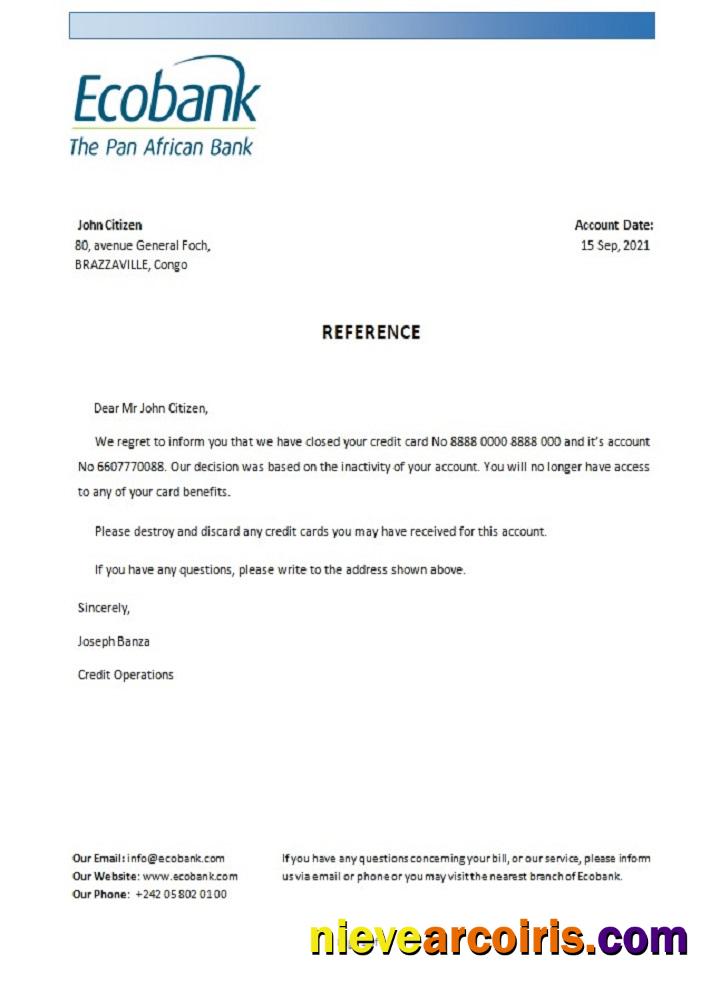 Congo Ecobank closure reference